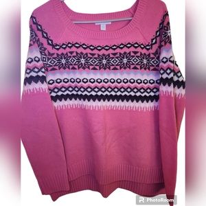 New York & Co Fair Isle Scoop Neck Sweater Size Medium